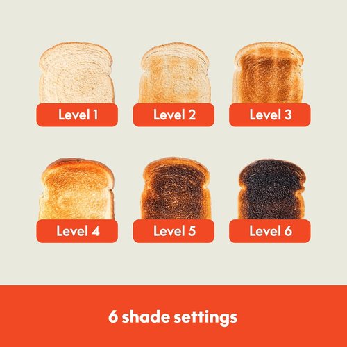 Bella 4-Slice Toaster - 6 Shade Settings with Reheat & Cancel Functions | Removable Crumb Tray, 900 Watts