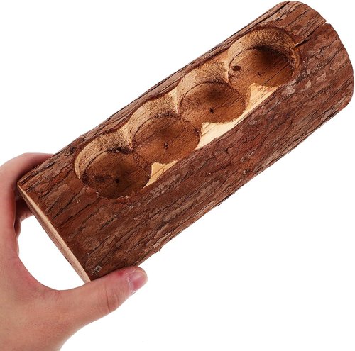 GANAZONO Wooden Pile Candle Stand - Natural Log Plant Pot Holder for Creative Home Decor | Garden Tabletop Ornament