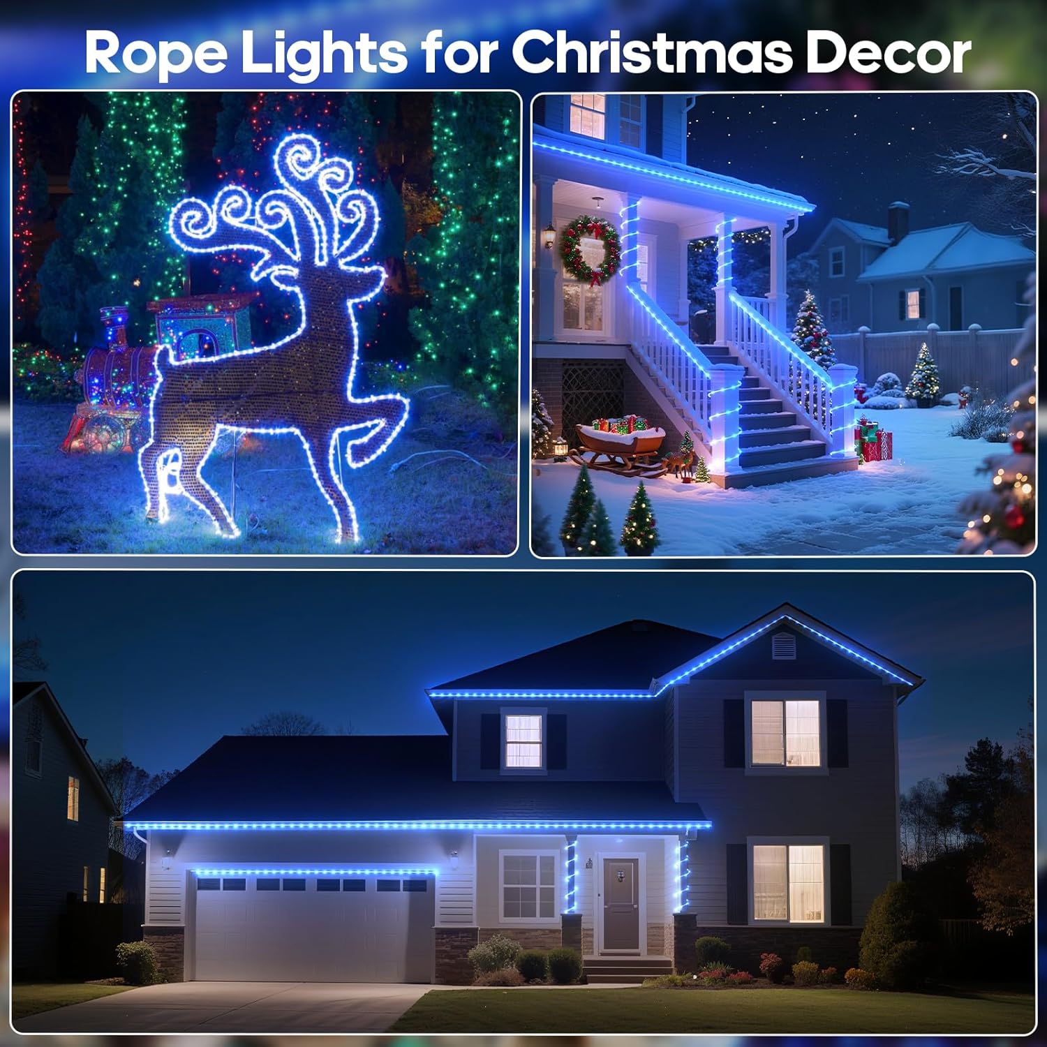 720 LED Outdoor Rope Lights by [Brand Name] - Waterproof with Remote, 8 Modes & 4 Brightness Levels | 100Ft Blue for Garden, Patio & Party