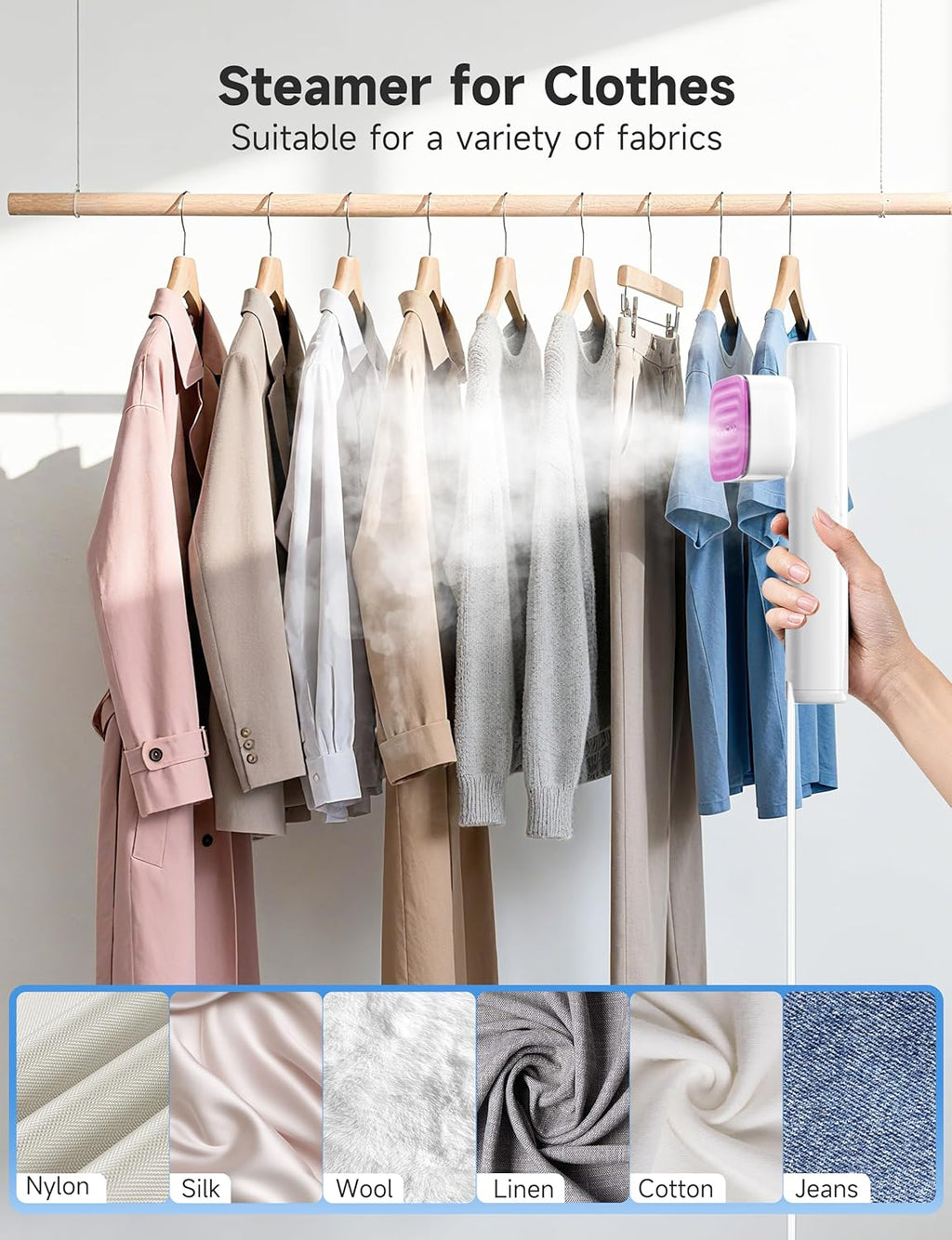 Skiennix Travel Steamer - Portable Handheld Clothing Wrinkle Remover - 1200W Power, 100ml Capacity