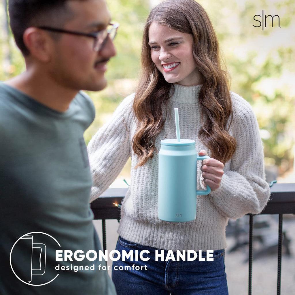 Simple Modern 50 oz Mug Tumbler with Handle and Straw Lid | Reusable Insulated Stainless Steel Large Travel Jug Water Bottle | Gifts for Women Men Him Her | Trek Collection | Almond Birch