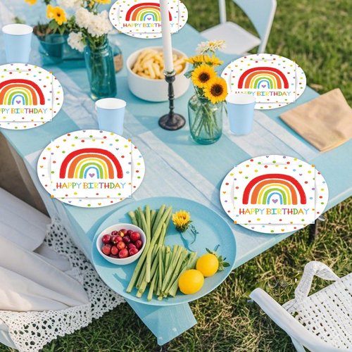 LDFDRT 40 Pcs Happy Birthday Party Dinner Dessert Plates and Napkins Sets 9" Paper Plates and 6.5" Napkins Party Supplies Tableware Decoration For Birthday Picnic