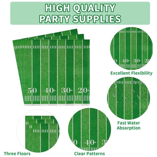 Grencian 150PCS Football Party Decorations Disposable Football Oval Paper Plates and Napkins Sports Theme Tableware Set for Sports Game Day Party Decor Birthday Party Supplies Serves 50