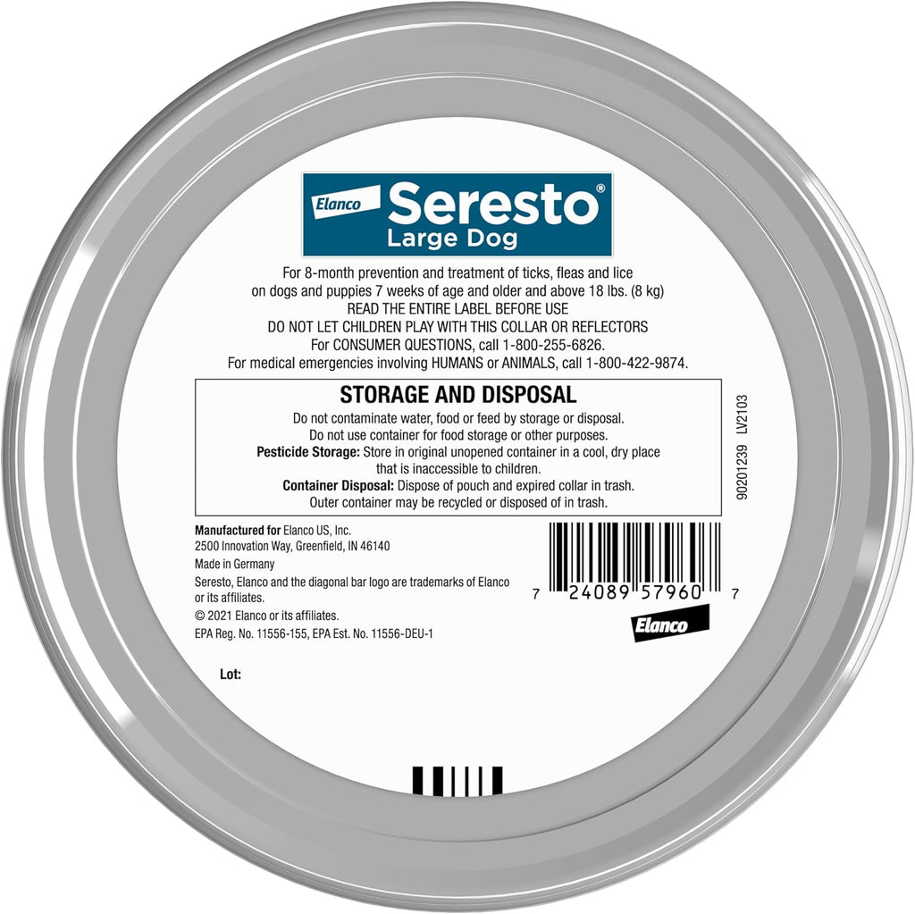 Seresto Large Dog Flea & Tick Prevention Collar - Vet-Recommended for Dogs Over 18 lbs | 2-Pack