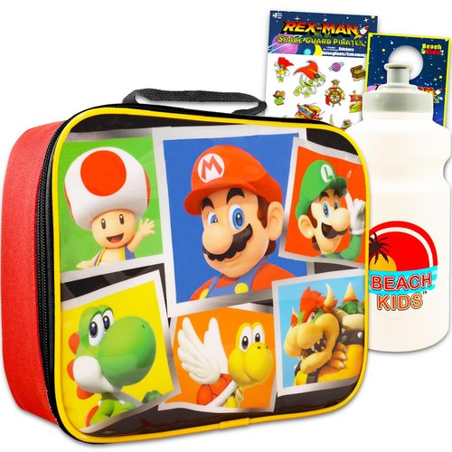 Super Mario Lunch Box Set - Bundle with Mario & Luigi Lunch Bag, Water Bottle, Stickers, More | Food Meal Container School Supplies for Kids