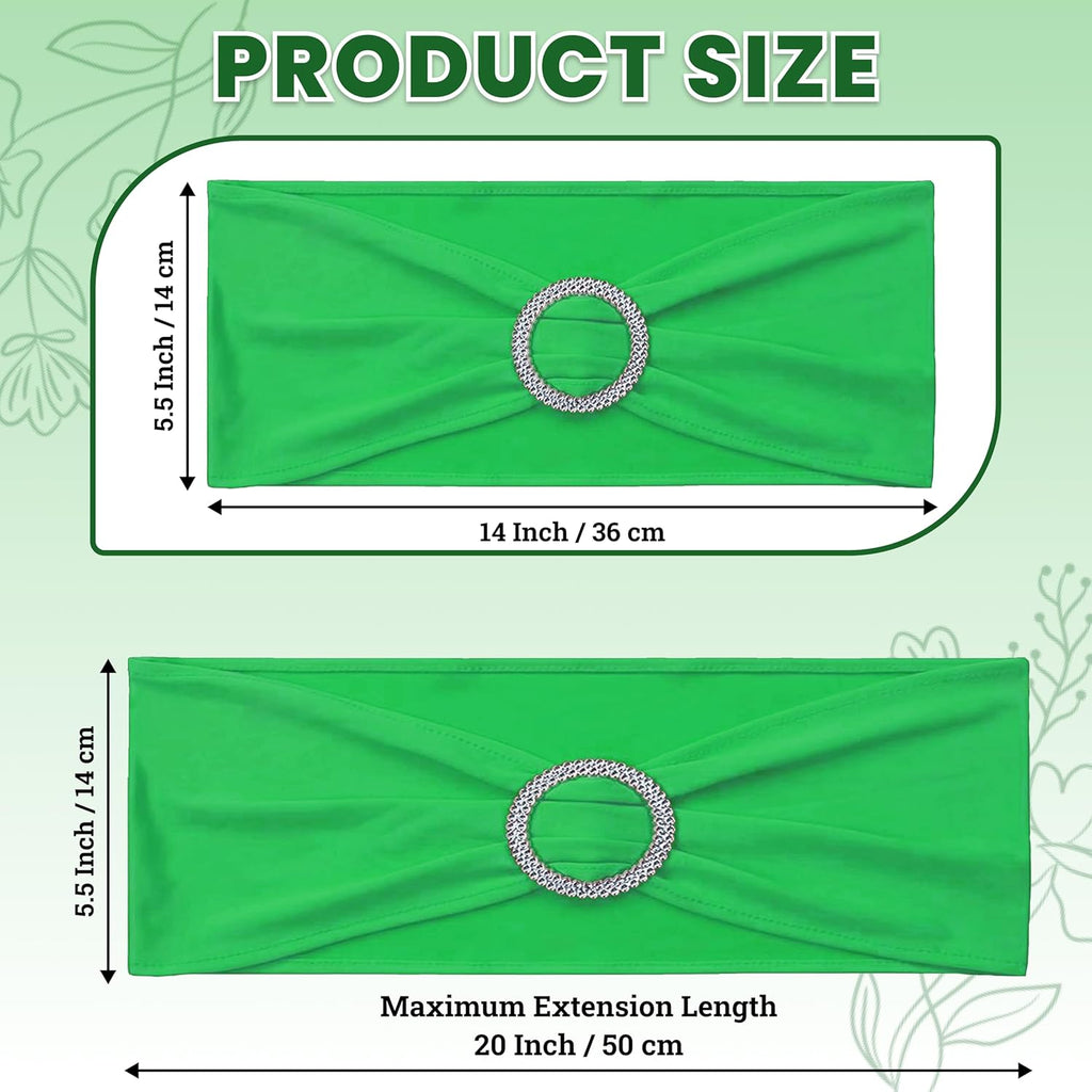 MDS Spandex Chair Sashes | Universal Fit Elastic Stretch Ties with Buckle - Light Green, Pack of 125