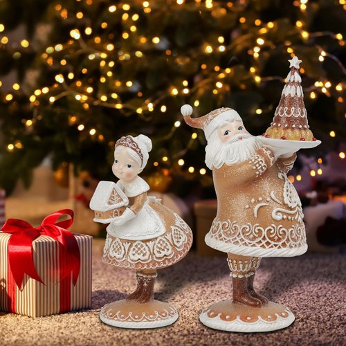 Braxio Gingerbread Christmas Decor Resin Gingerbread Santa Christmas Decorations Indoor Home Living Room Decor 6.5 * 4.5 * 11.25 Inch
