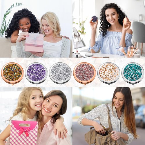 Thyle 12 Pcs Christian Compact Mirror Gifts for Women Bible Study Group Gift Verse Bulk Hand Makeup Compact Purse Religious Baptism for Easter Thank You Valentine's Day(Style 1,Colorful)