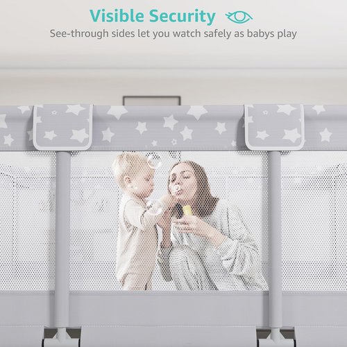 Large Baby Playpen - 70x59in Giant Play Yard for Babies & Toddlers | Safe Indoor Play Fence in Grey