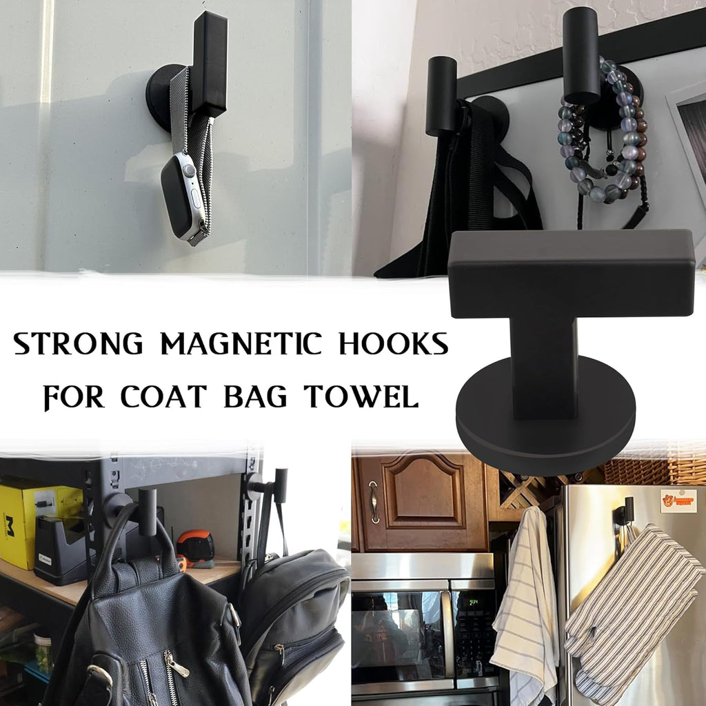 ULIBERMAGNET Heavy-Duty Magnetic Double Hooks - Sturdy Coat Hangers in Brushed Nickel | 2 Pack