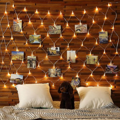 Hiboom Christmas Fairy Lights - LED Photo Clips String Lights | 8 Modes, Battery Operated, Warm White (3.3 x 3.3 ft)