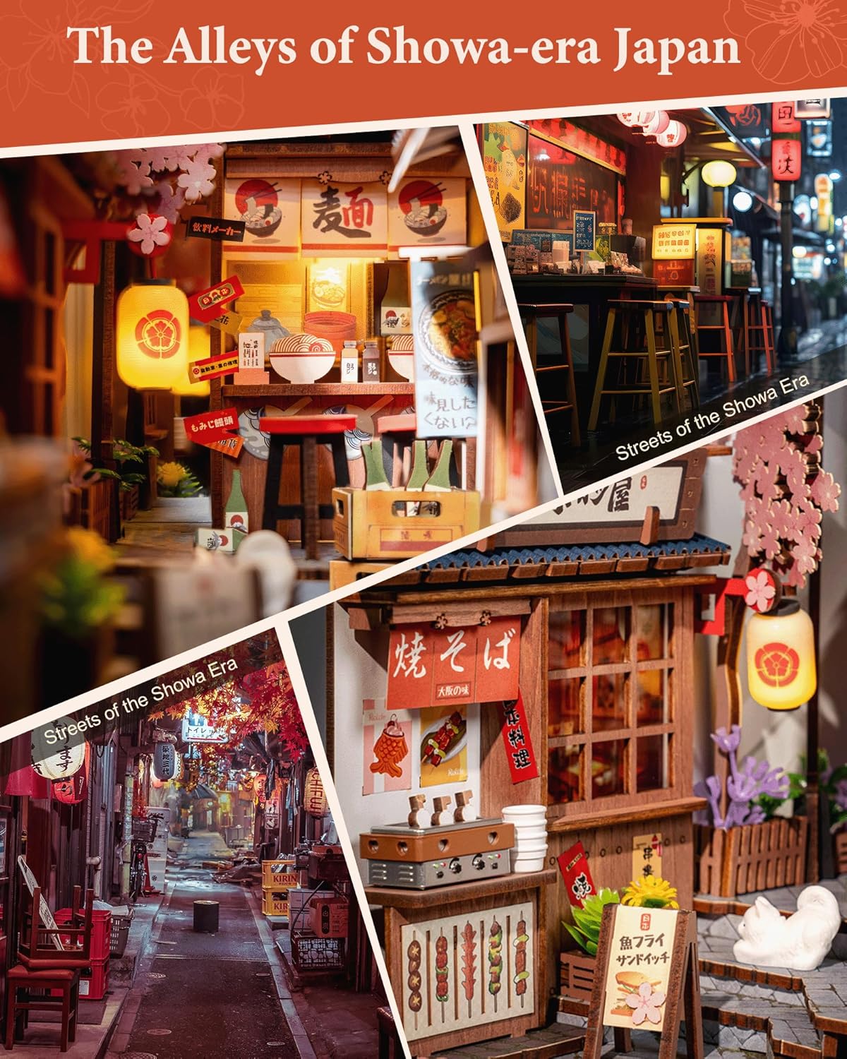 Rolife Book Nook Kit - Sakura Wine Alley 3D Wooden Puzzle | Japanese-Inspired DIY Miniature Dollhouse for Bookshelf Decor