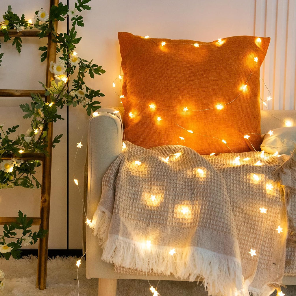 Star String Lights - 40FT 120 LEDs Waterproof Fairy Lights with 8 Modes Remote | Warm White Silver Wire for Indoor & Outdoor Decor