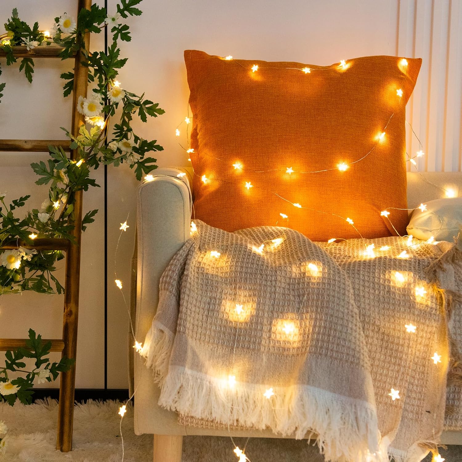 Star String Lights - 40FT 120 LEDs Waterproof Fairy Lights with 8 Modes Remote | Warm White Silver Wire for Indoor & Outdoor Decor