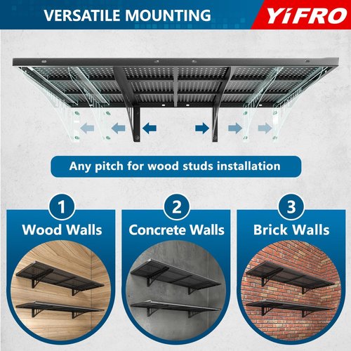 Heavy Duty Garage Wall Shelving by 2-Pack | 1.5x4ft, 500 lbs Load Capacity, Wall Mounted Storage Rack - Black