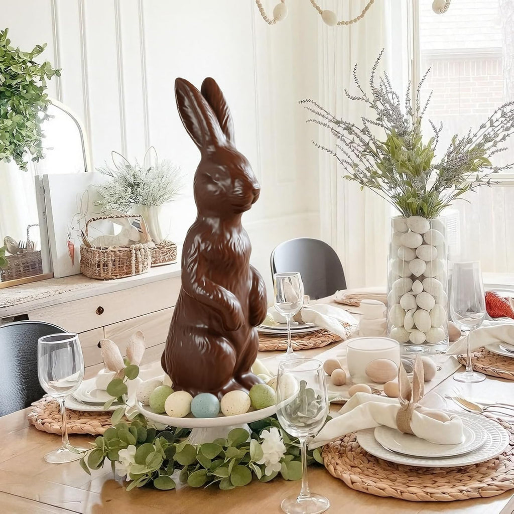 Zesua Easter Bunny Figurine - 14.5" Standing Ceramic Decor for Home & Garden - Perfect for Spring Celebrations