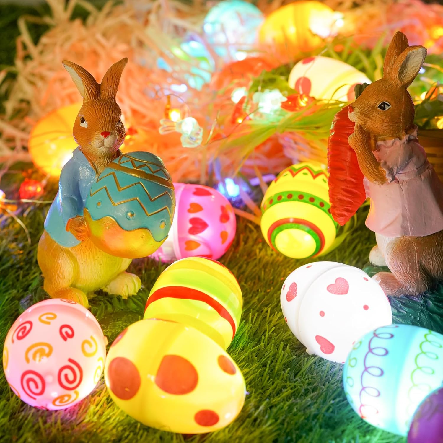 Skiennix 7Ft Fairy Lights - 24 Pack Battery Operated 20 LED Easter String Lights for Spring Decor