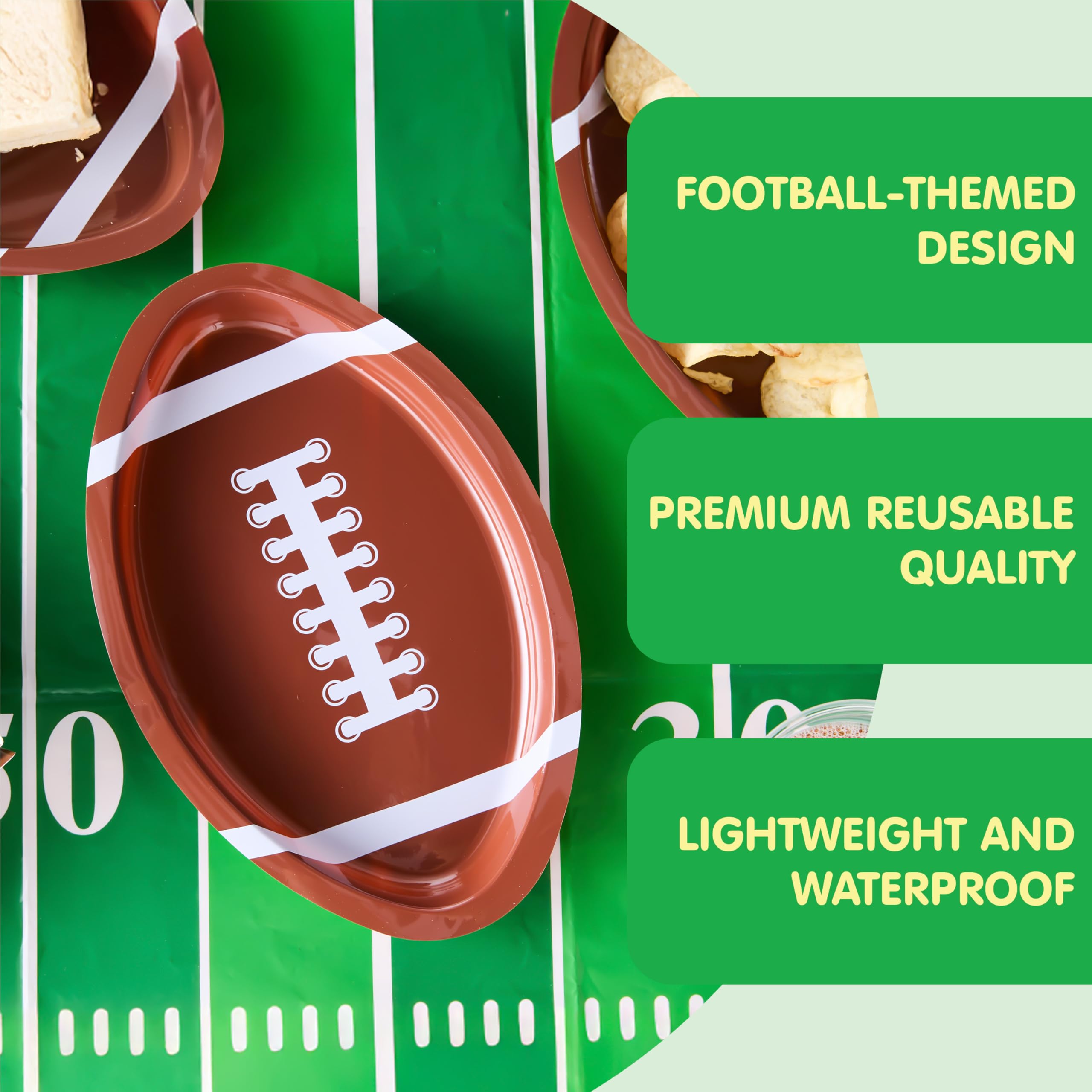 JOYIN 12 Pcs Football Plastic Trays, 11.5" X 7.5" Football Snack Trays & Platter, Sports Event Tailgate Party Supplies