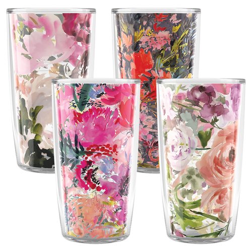 Tervis Kelly Ventura - Floral Collection Made in USA Double Walled Insulated Tumbler Travel Cup Keeps Drinks Cold & Hot, 16oz 4pk - Classic, Assorted