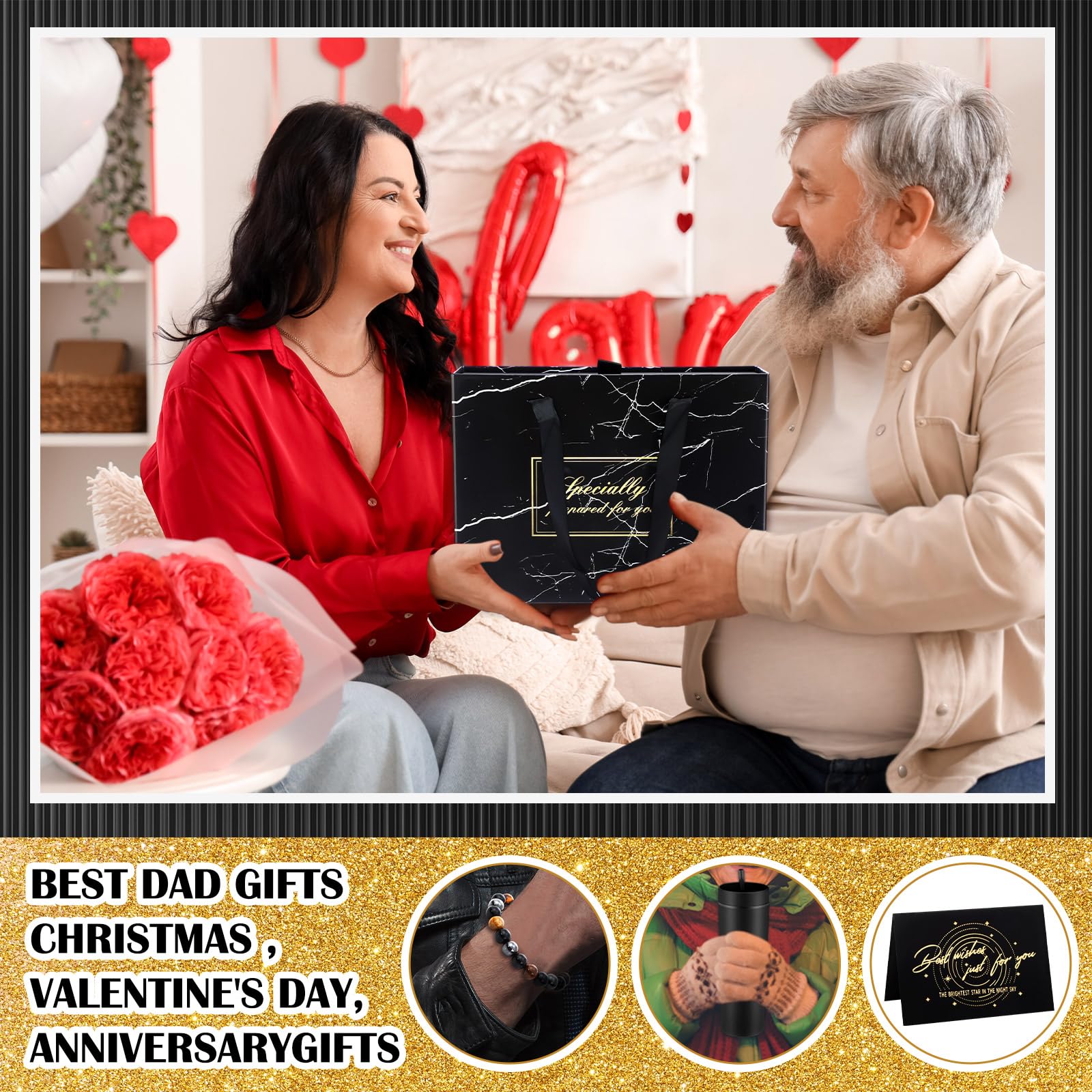 Tioncy 10 Pcs Father Day Gift Basket for Men,Gift Basket Box Kit 16 oz Tumblers Wallet Tie Belt Anniversary Birthday Present for Dad Husband Him Boyfriend(General)