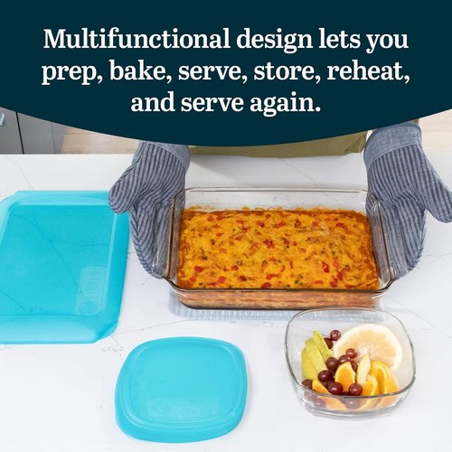 Libbey Baker’s Premium 4-Piece Glass Baking Dish Set - Multipurpose Casserole Dishes with Lids | Ideal for Potlucks & Leftovers