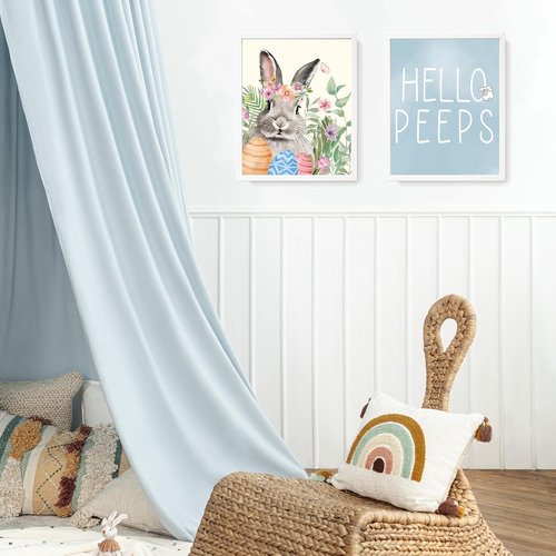 LARTSFRO Easter Decor - Bunny Wall Art Prints | Happy Easter Posters for Living Room & Bedroom | Set of 4 Unframed 10x8 Inch