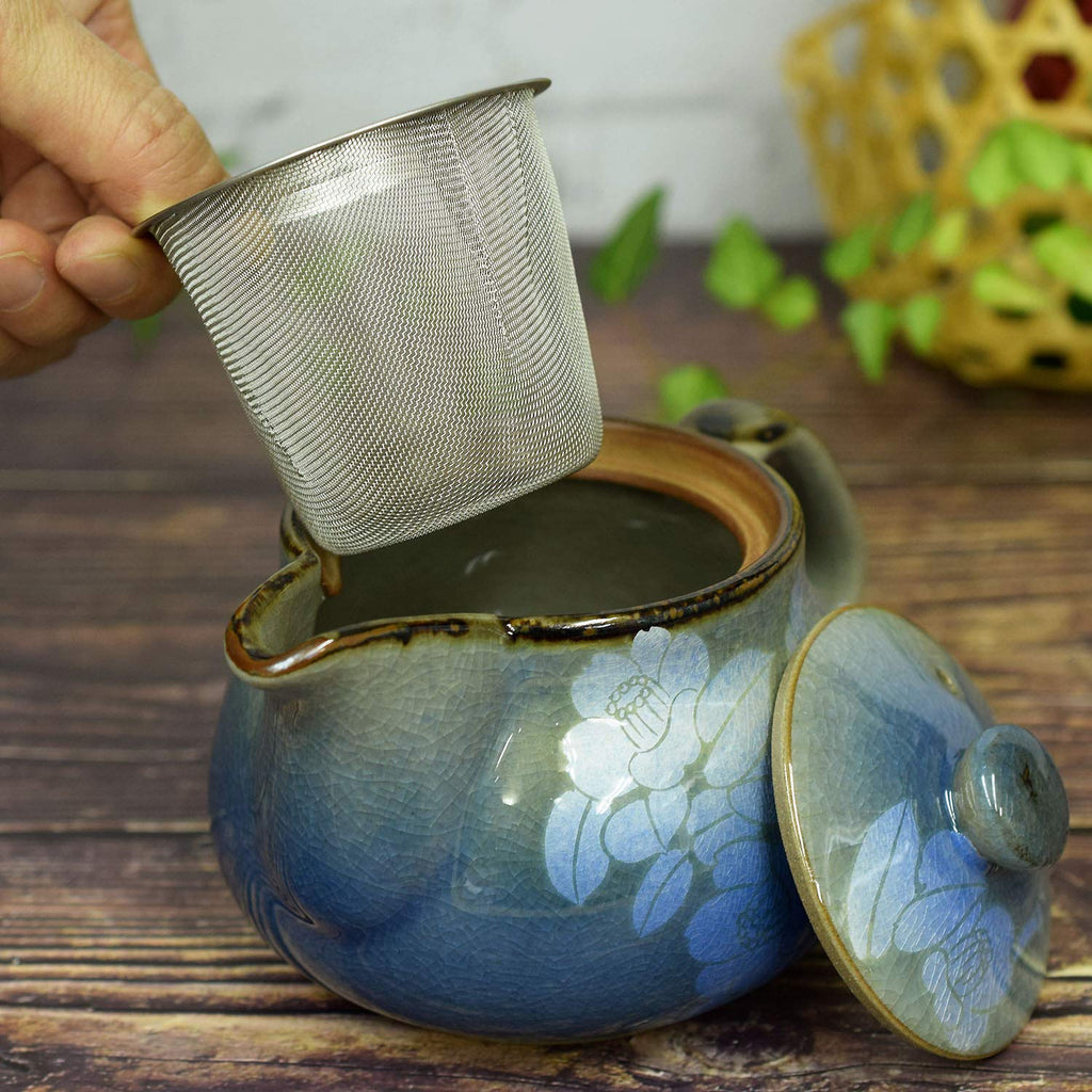 Kutani Yaki(ware) Japanese Teapot Silver Leaf (with tea strainer)