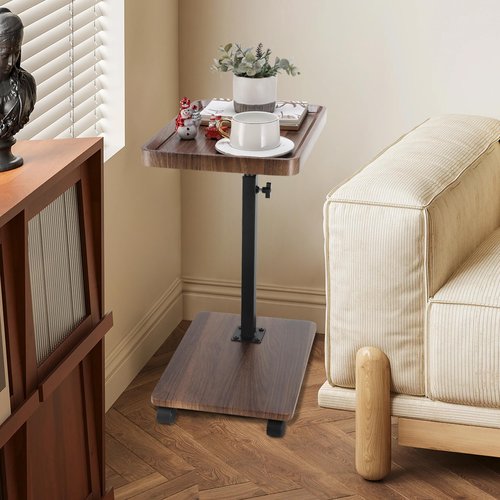 Dozesheep C Shaped End Table for Couch, Adjustable Height C Shaped Side Table with Wheels,TV Trays Table for Sofa, Bedroom,Living Room Small Spaces Couch Table