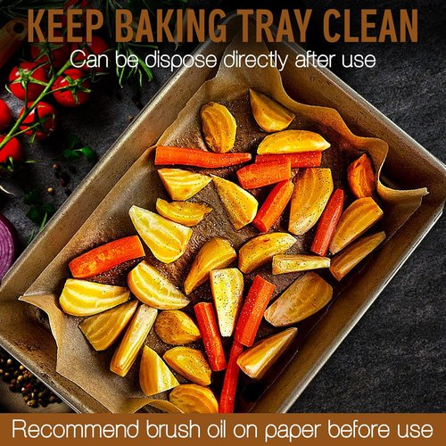 Kovpnor Parchment Paper Sheets - 100 Pcs Unbleached Non-Stick Baking Sheets | 9x13 In for Grilling & Air Frying