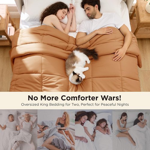 Bedsure Comforter Duvet Insert - Oversized King Size All-Season Down Alternative Bedding | GentleSoft Burnt Orange 116x98 Inches