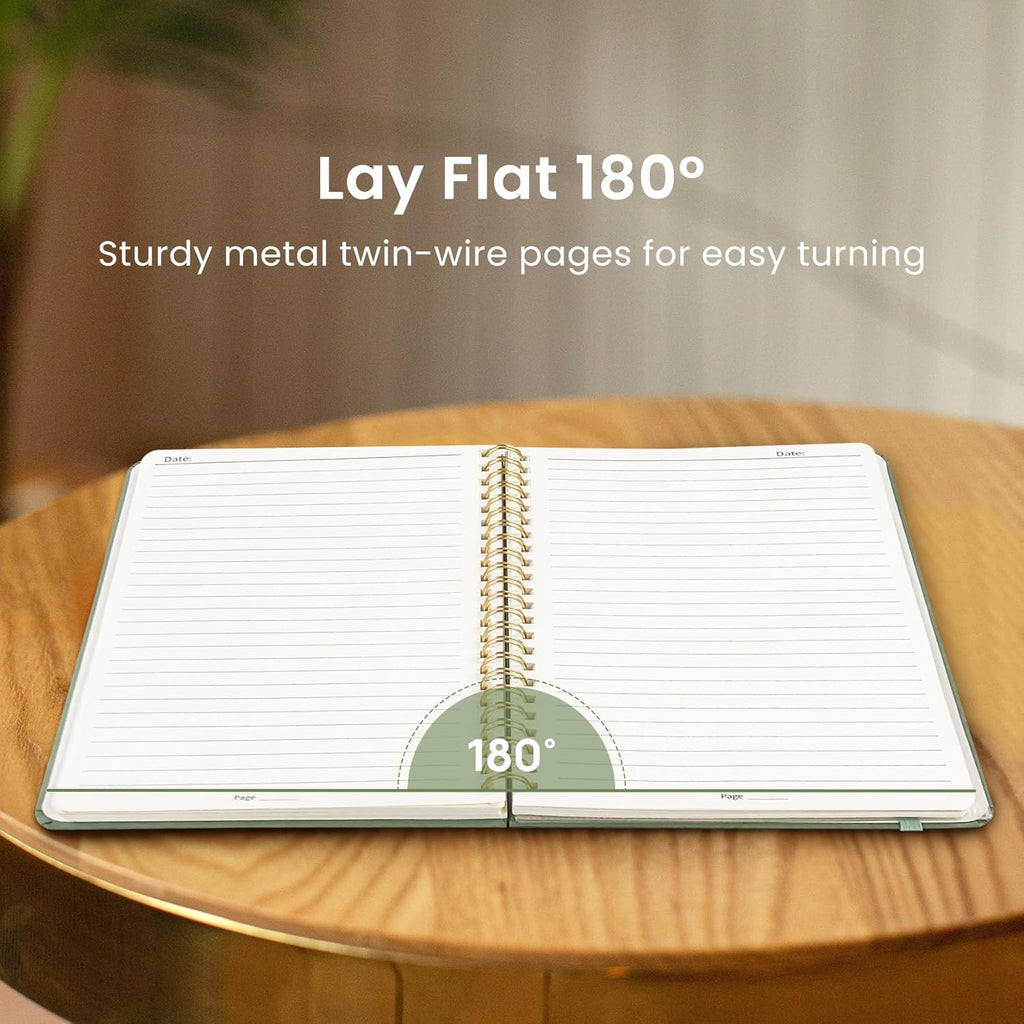 Taja Lined Spiral Journal - 140 Pages College Ruled Hardcover Notebook for Work & Note Taking | A5 (5.7" x 7.9") - Green