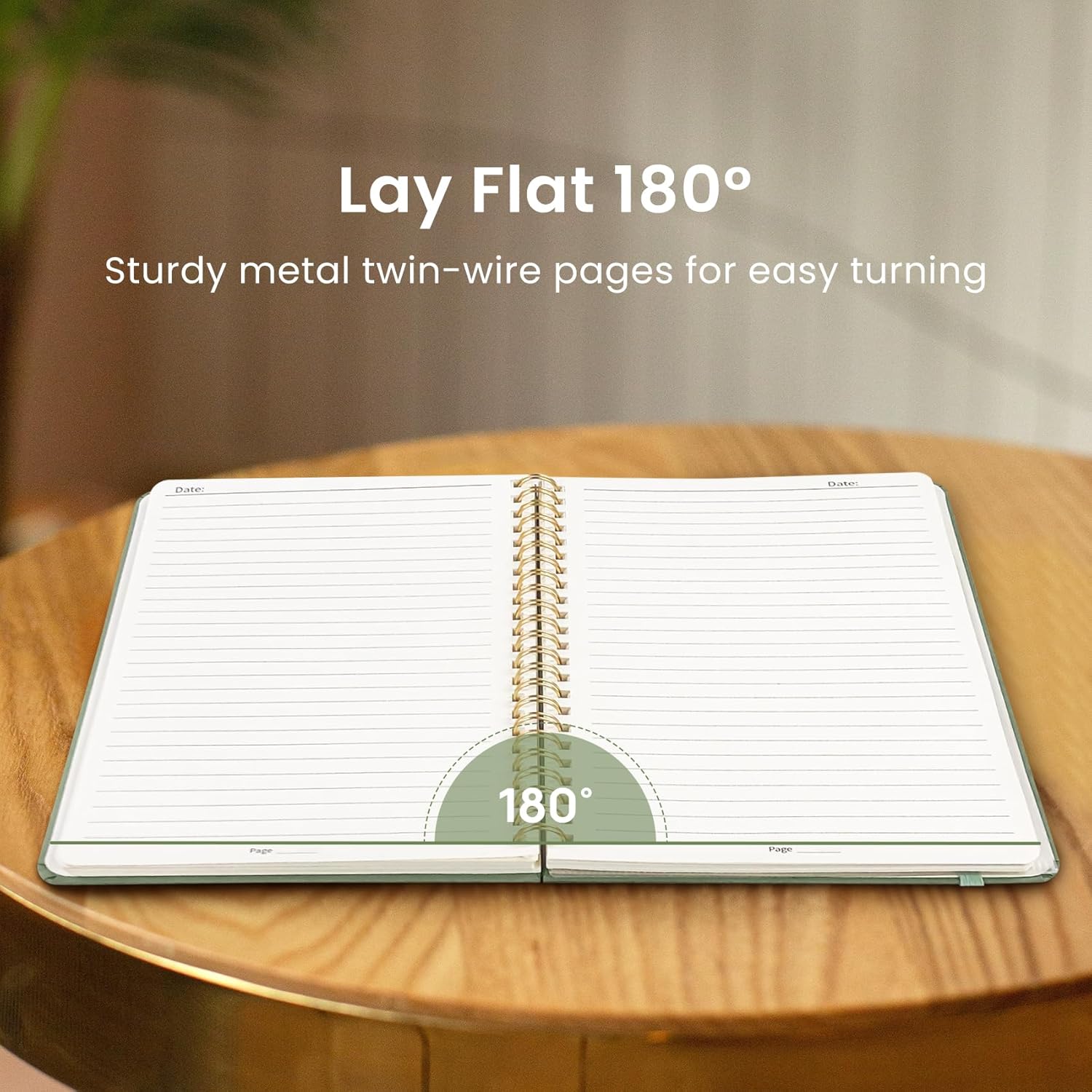 Taja Lined Spiral Journal - 140 Pages College Ruled Hardcover Notebook for Work & Note Taking | A5 (5.7" x 7.9") - Green