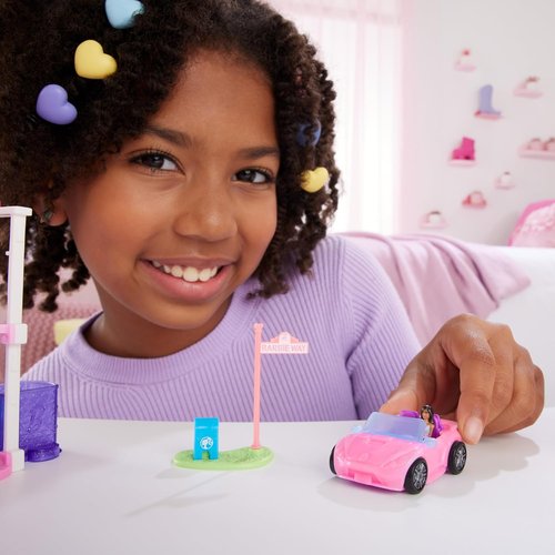 Barbie Mini Toy Vehicle Playset - Convertible Car with Color-Change Surprise & Doll Accessory
