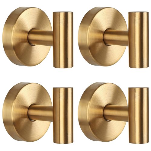 Augegel Suction Cup Hooks for Shower, Reusable Towel Hooks for Bathroom, T Shape Gold