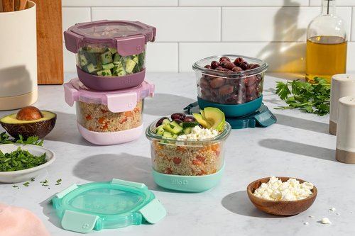 Ello Duraglass 2-Cup Reusable Glass Container Jar - Leak-Proof Lids & Silicone Sleeves | BPA-Free, Dishwasher Safe