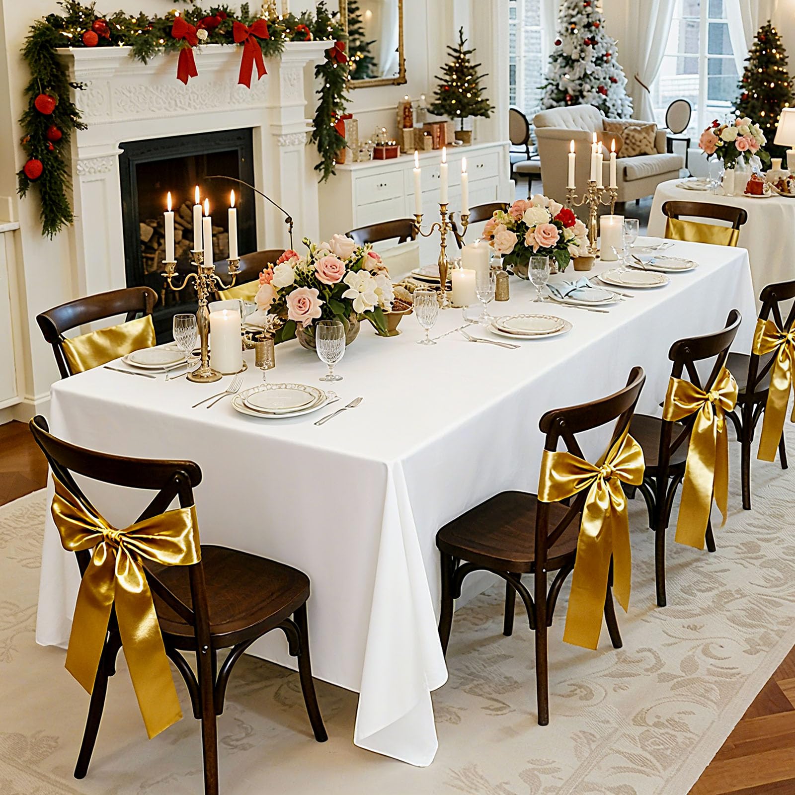 VEVOR White Tablecloths for Rectangle Tables, 10 Pack, 70 x 120 Inches, Reusable and Machine Washable Table Clothes, Wrinkle-Resistant Polyester Fabric Table Covers for Wedding, Party, Banquet