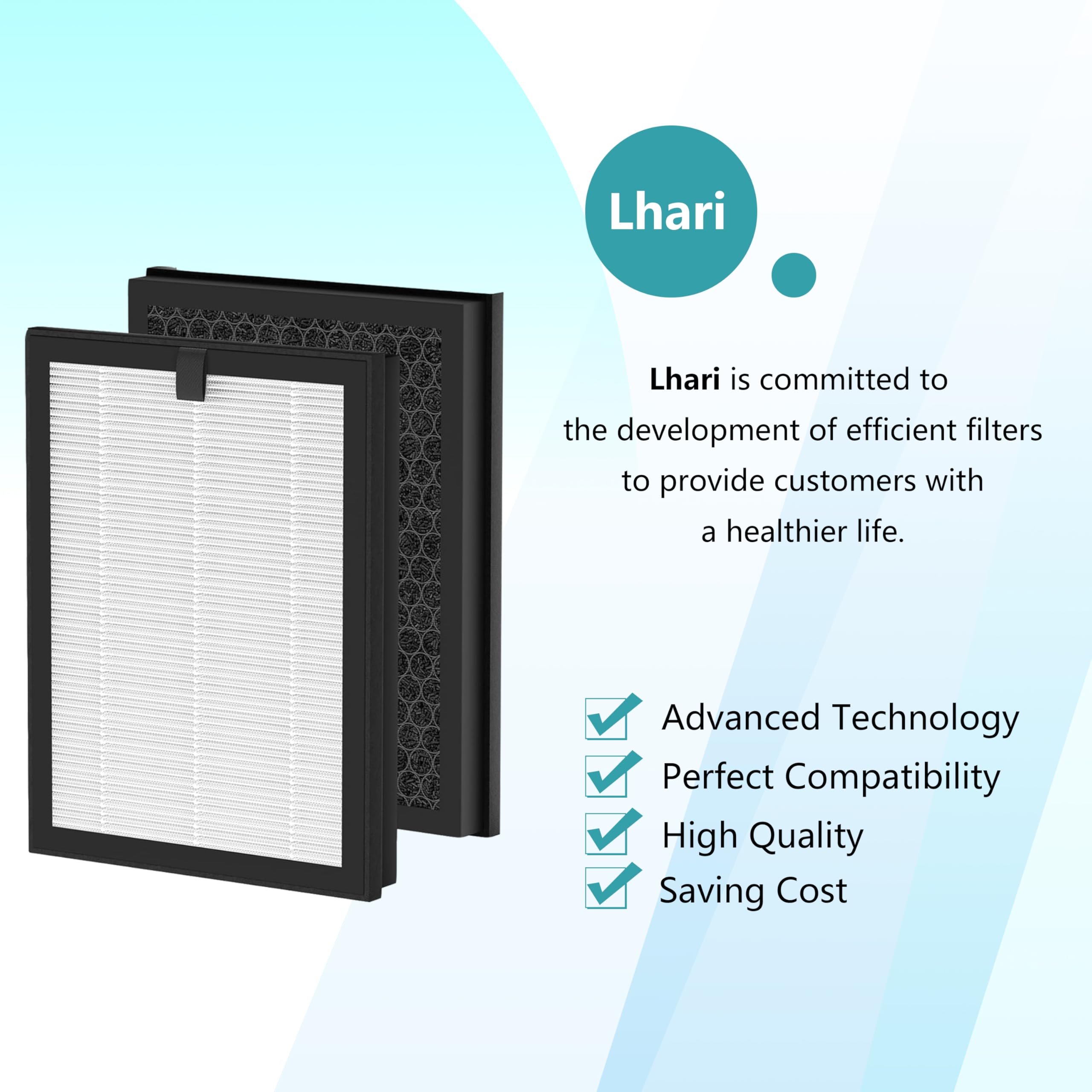 Lhari 2 Packs ClearAir-A5 Replacement Filter, compatible with VEWIOR ClearAir-A5 Air Purifier, 3-in-1 H13 True HEPA Air Cleaner Filter