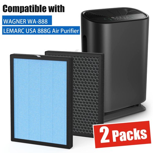 WA888 Repalcement Filter, Compatible with Wagner Switzerland WA888, LEMARC USA WA888G Series Purifers, pack of 2