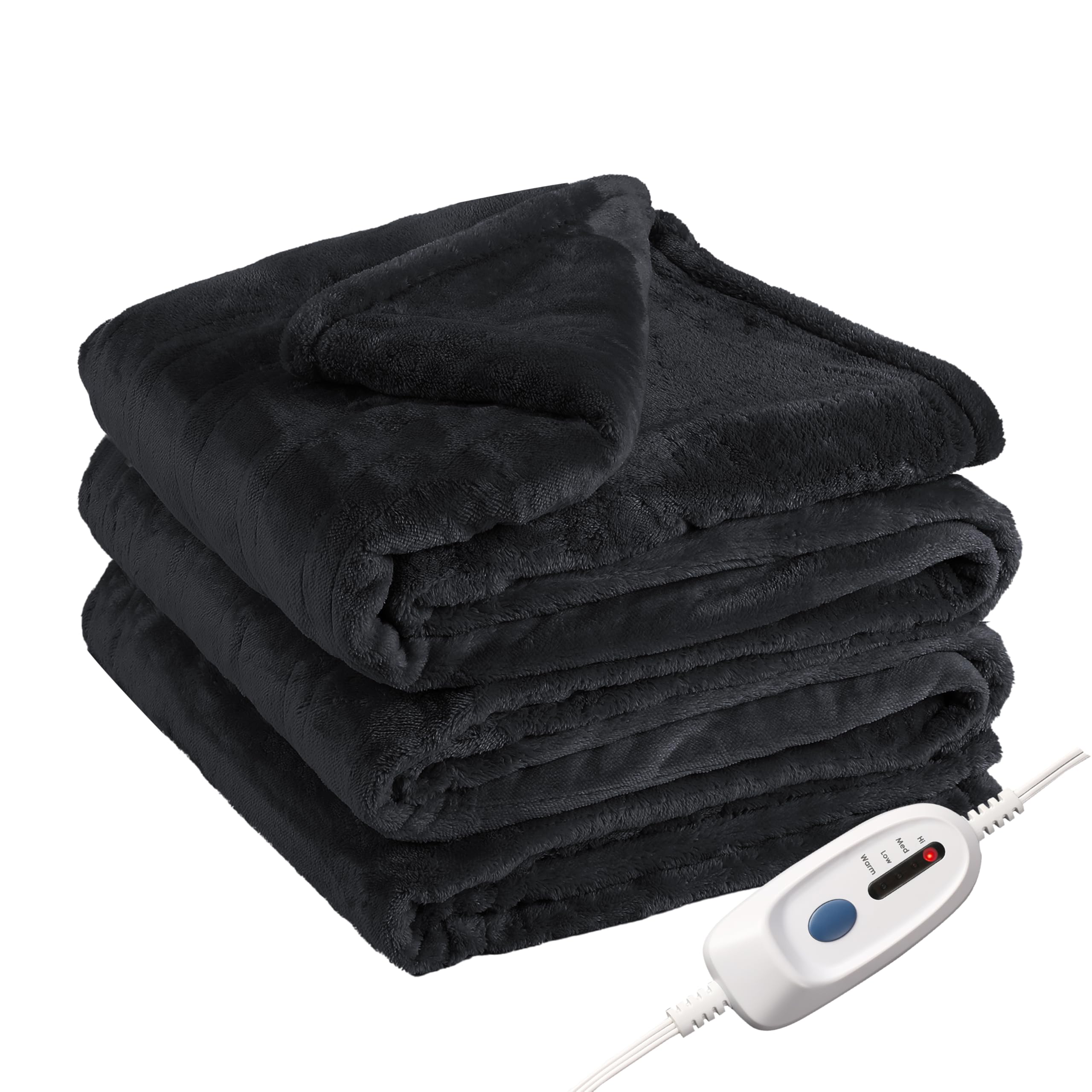 Eydna Electric Heated Blanket Full Size 72"x84",Fast Heating Throw, Soft Plush Microplush for Bed & Couch, 10 Hours Auto Off & 4 Heating Levels, Machine Washable, Gifts for Womens & Family-Black