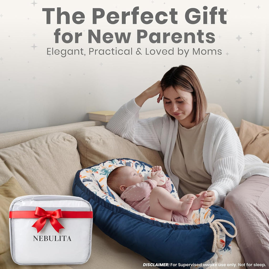 Skiennix Newborn Lounger - Flexible & Portable Infant Support Cushion | Soft 100% Cotton, Multi-Use for Travel & Changing Mat