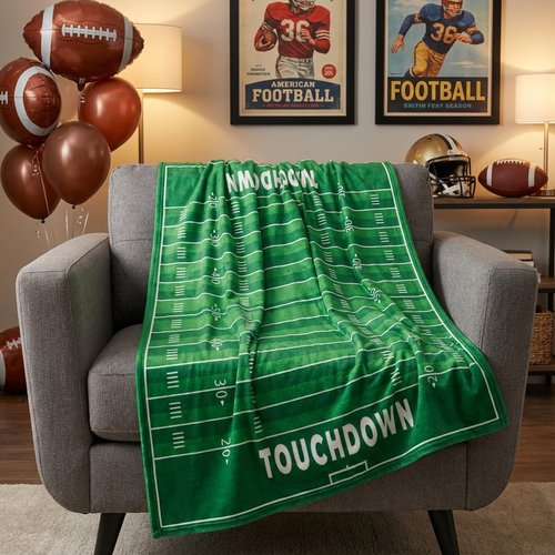 Horaldaily Football Flannel Blanket Throw, Sports Theme Football Touchdown and Game Day Soft Fuzzy Plush Cozy Fleece Blankets for Couch Sofa Bed Lounging, Ideal Gifts for Kids Adults Self, 50x60