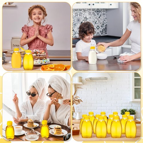 Tioncy 96 Pcs 8oz Plastic Honey Squeeze Bottles Bulk Honey Dispenser Squeeze Containers with Flip Lid Clear Empty Jar for Easy Storing and Dispensing