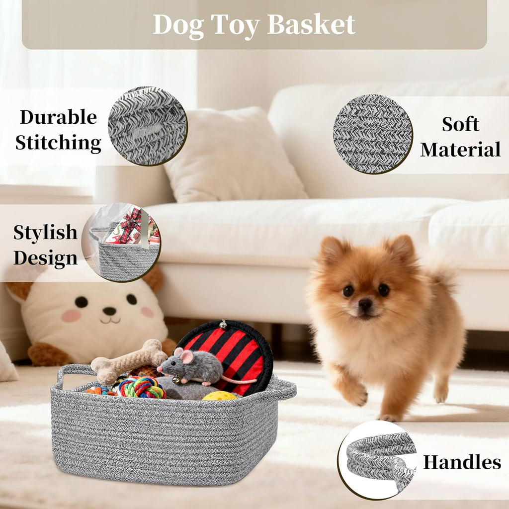Skiennix Empty Gift Basket for Kids - Stylish Grey Woven Storage Basket | 13 x 10 x 5 Inches