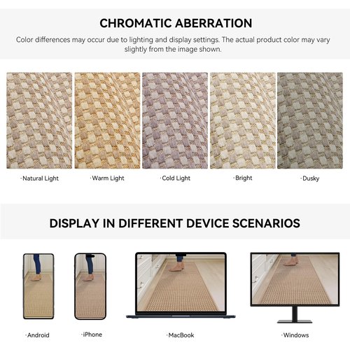YDKGL Long Kitchen Runner Rugs Kitchen Mat Non Slip Washable, Super Absorbent Soft Chenille Braided Kitchen Mats for Floor, Rubber Backing Kitchen Floor Sink Standing Mat, Easy Clean, Brown 24"x71"