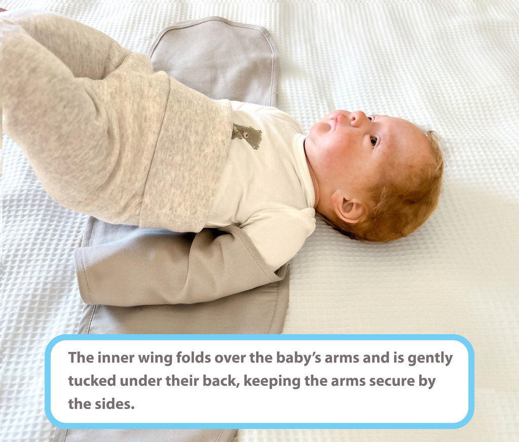bebon Baby Arm Swaddle | Adjustable Swaddle Wrap for Newborns and Infants – Dual-Wing Design Comfortably Secures Arms Only | Ultra-Soft Cotton (Grey, Large)