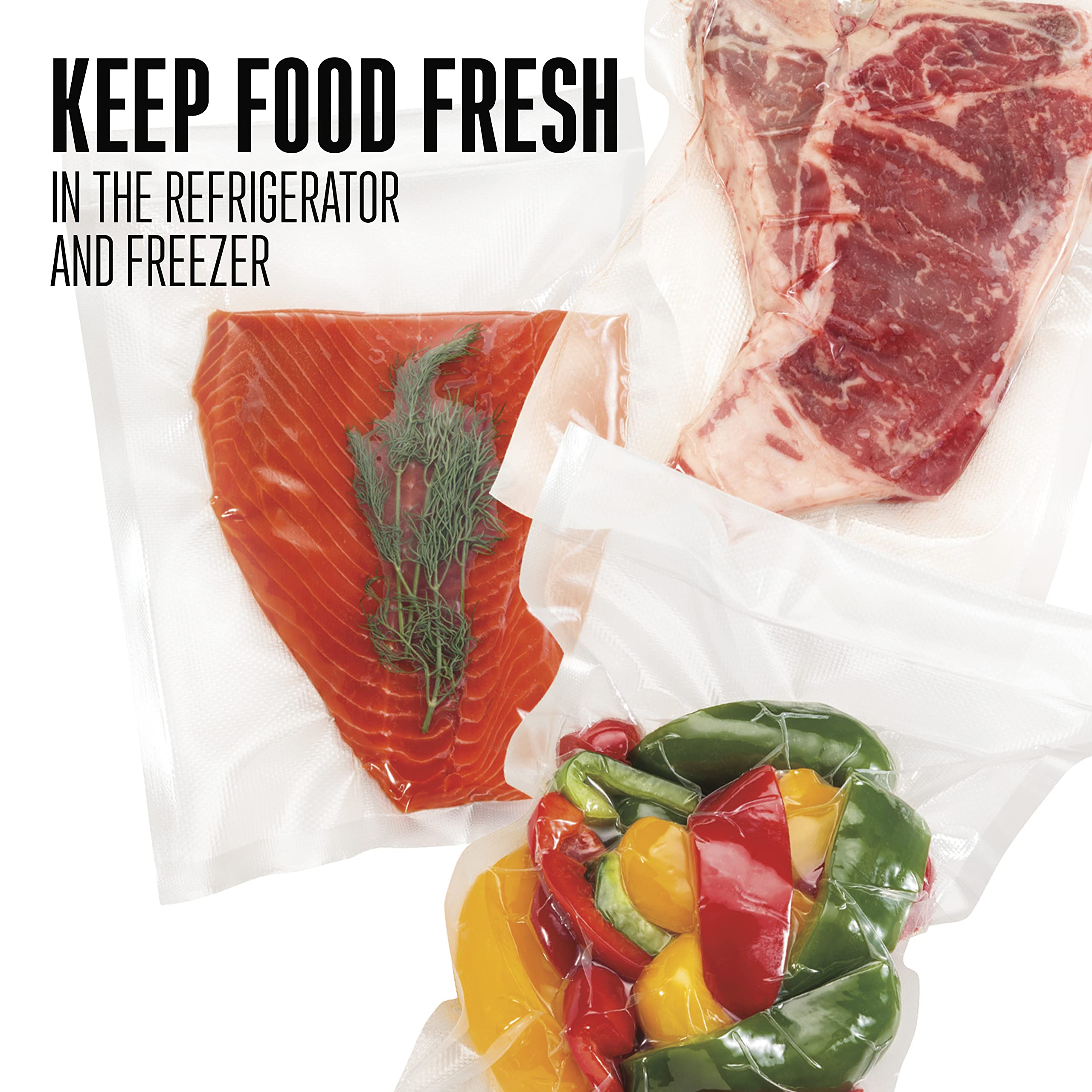 Weston Vacuum Sealer Bags, 2 Ply 3mm Thick, for NutriFresh, FoodSaver & Other Heat-Seal Systems, for Meal Prep and Sous Vide, BPA Free, 15" x 18" (Extra Large), 100 Count, Clear