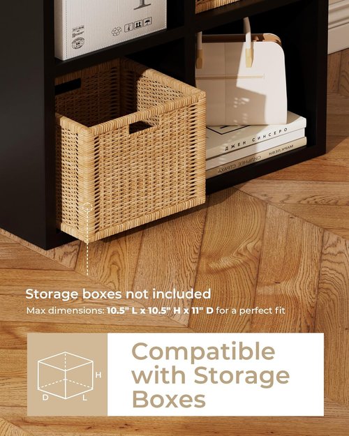GTPLAYER 6-Cube Storage Organizer - Versatile Bookcase for Closet & Home Office | Fits 11" Bins, Black