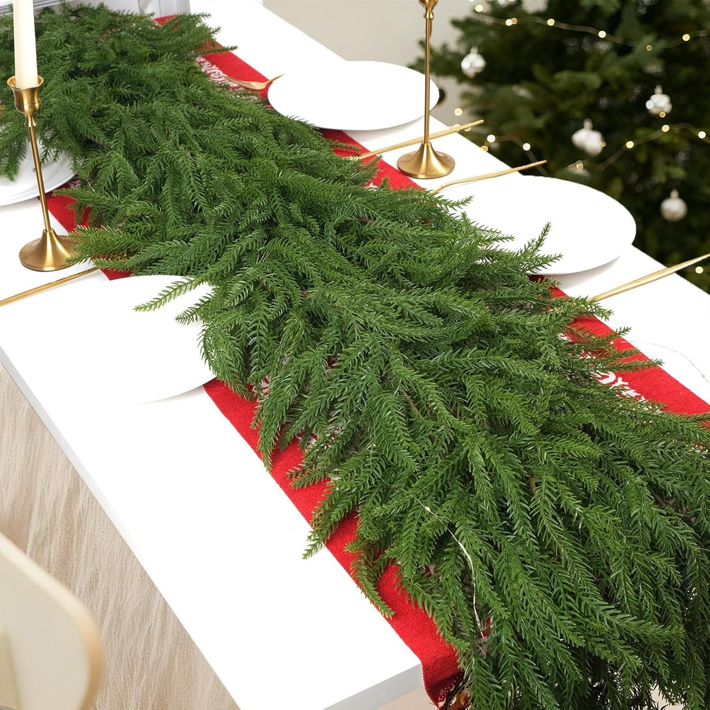 Norfolk Pine Garland - 6FT Lush Realistic Artificial Greenery - Perfect for Christmas Decor | Mantle, Fireplace, Stair, Table Centerpieces