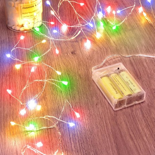 Fairy Lights - Battery Operated Twinkle String Lights | 5 Feet, 60 LED Waterproof Silver Wire for DIY Decor