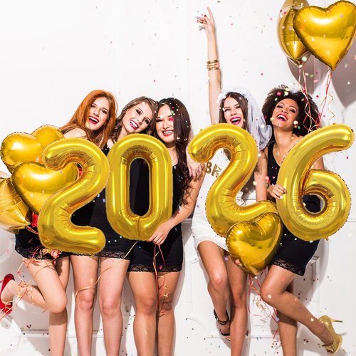 GOER 42 Inch Gold Foil Number Balloons - Perfect for 2026 New Year’s Eve & Graduation Celebrations
